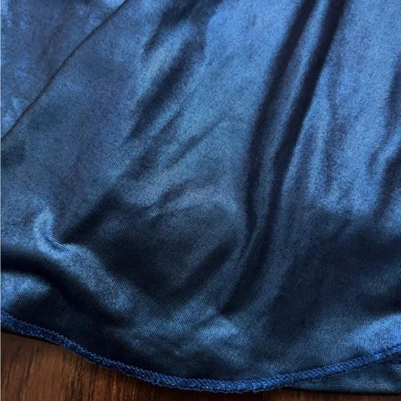 Revamped Blue Satin Ruffle Top - Picture 4 of 11